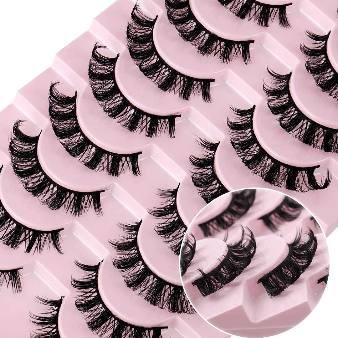 10 pairs of Russian striped eyelashes D-curled artificial mink eyelashes natural appearance fluffy volume Wispy Russian eyelashes 3D effect fake eyela