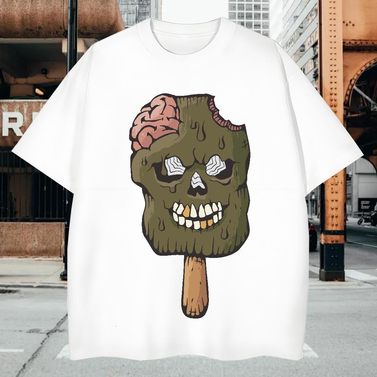 T Shirt For Man 230g Cotton monster Sports Casual Breathable Black White Men Tops Tees Custom Loose Clothings