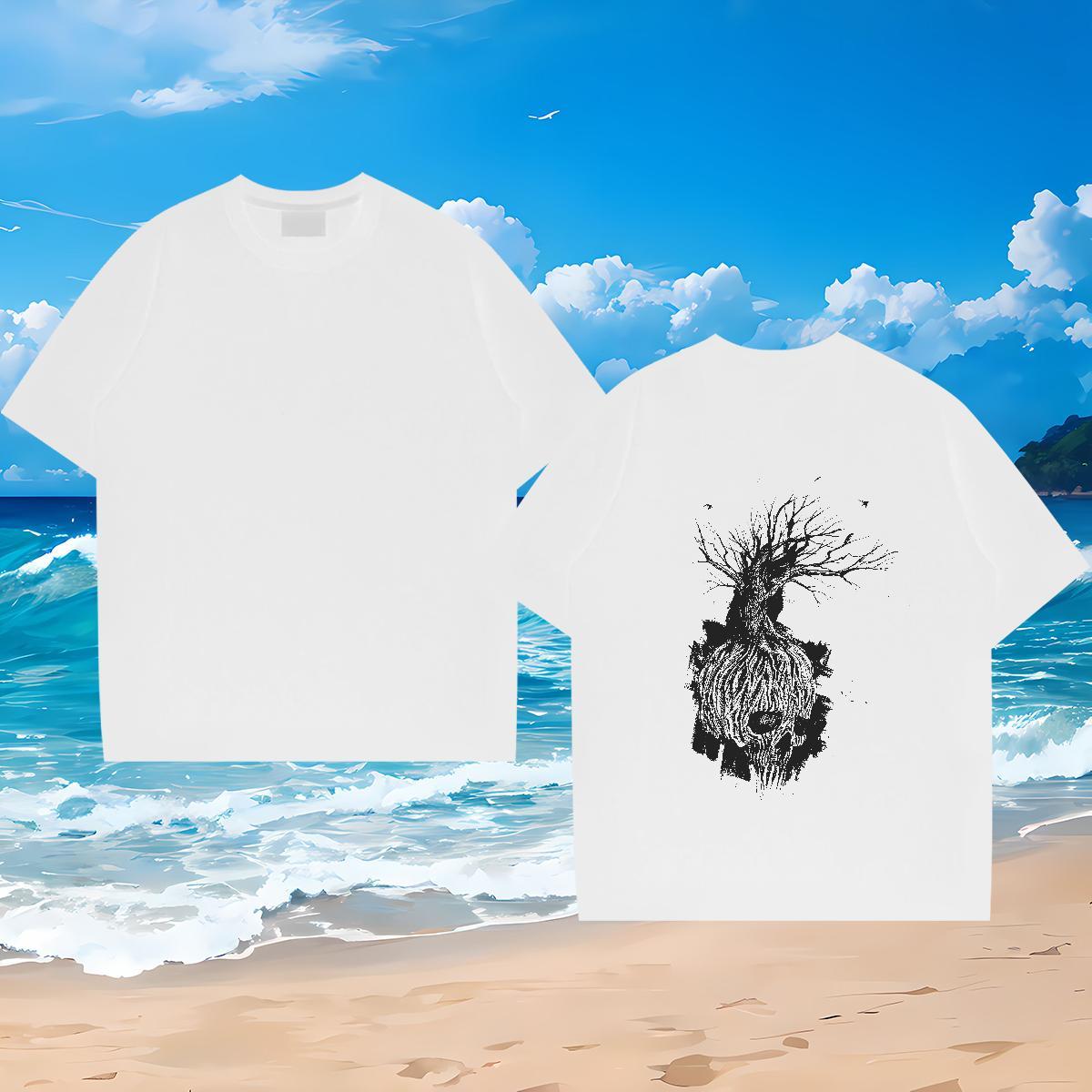 Fashion Designer T-Shirts 230g Cotton tree Hip Hop Street Clothings Breathable Crew Neck Comfortable Men Clothes T-Shirt Plus Size Cartoon