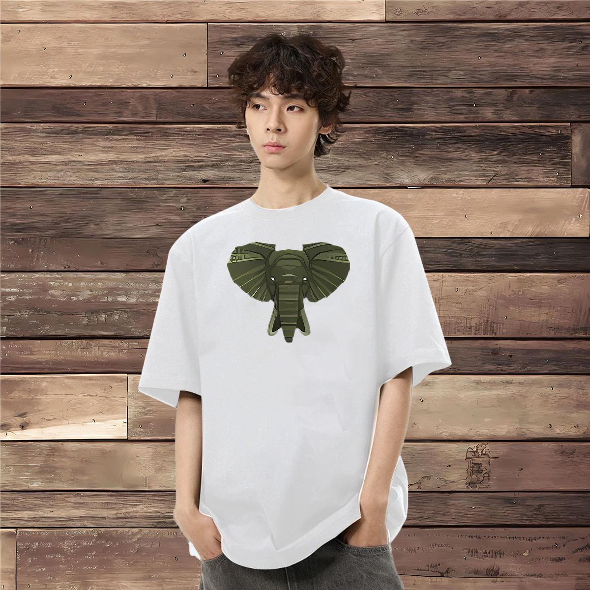 Fashion Man T Shirts 100% Cotton 230g Elephant Casual Tops Shirt Breathable Brand Mens Tshirts Custom Printed