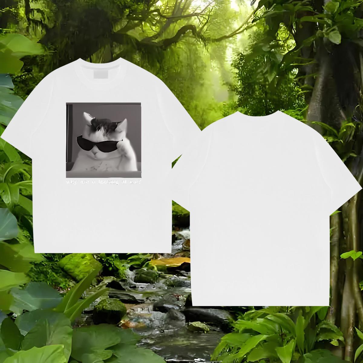 2024 DIY T Shirt For Man 230g 100% Cotton cat Street wear Hip Hop Tees Round Neck Short Sleeve Unisex Couples T Shirts Custom Print Plus Size