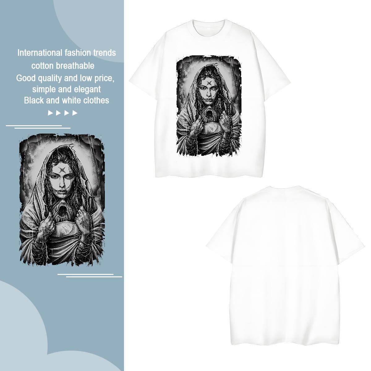 Mens T Shirts 230g 100% Cotton nun Daily Wear Short Sleeve O-Neck Cartoon Printing L-4XL Mens Tshirts Casual New Comfortable Clothes