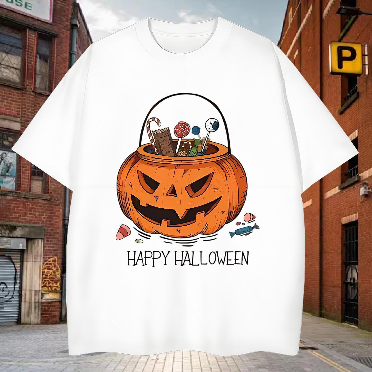 T-Shirts 230g 100% Cotton pumpkin Street Casual Short Sleeve Soft Customized Couples T Shirts Fashion TOP Quality Tops Tees