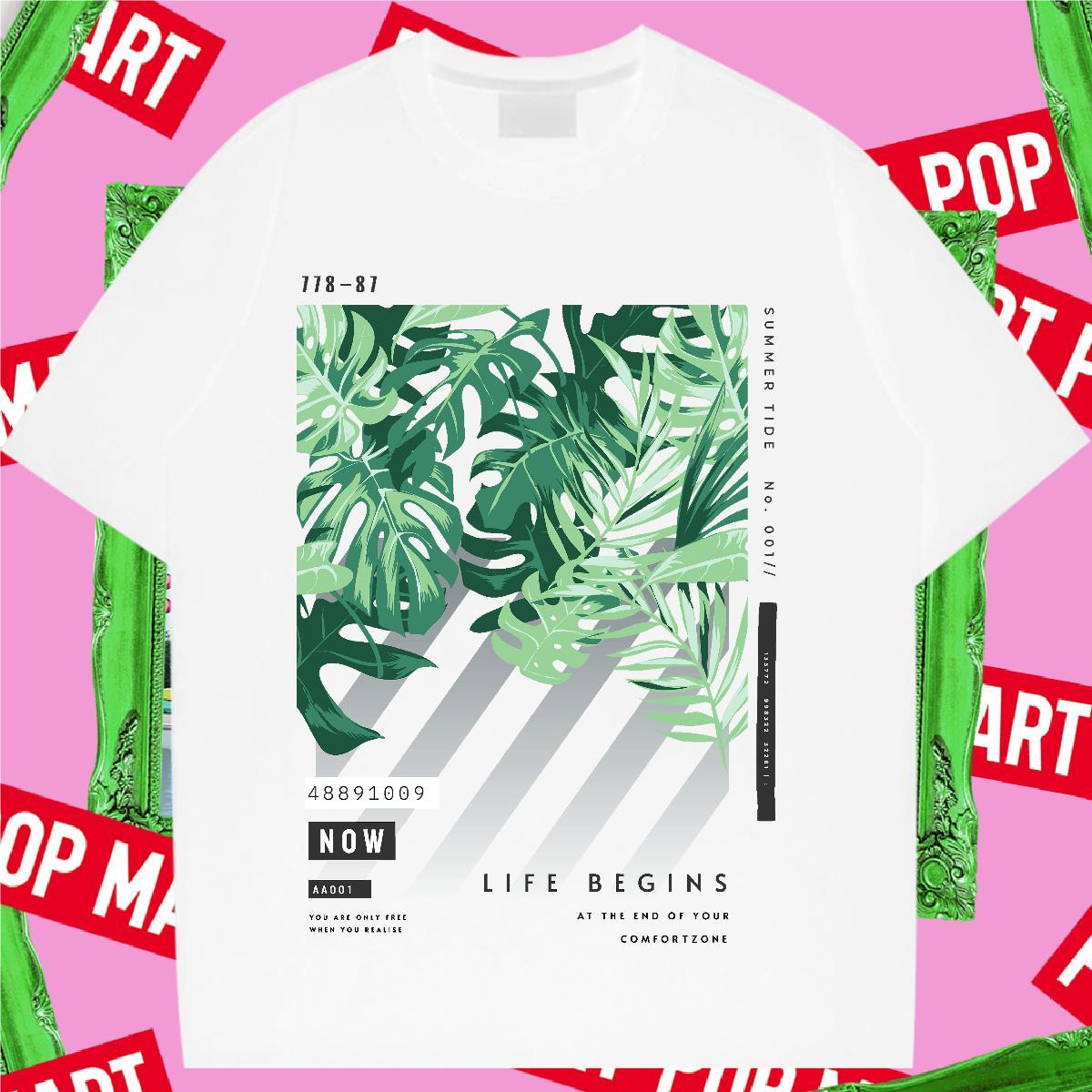 5A T Shirts Women Short sleeve Soft Women Tshirts Cartoon Anime tree Beach 230g 100% Cotton Fashion Clothes