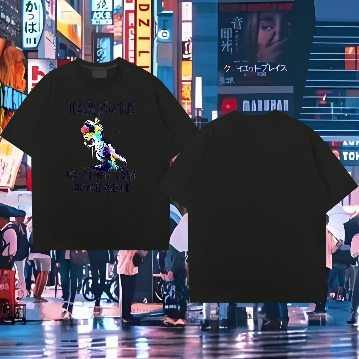 2024 DIY T Shirts Men 230g Pure Cotton dinosaur Street Wear Clothes Breathable Crew Neck Wholesale Men Tees DIY Printed