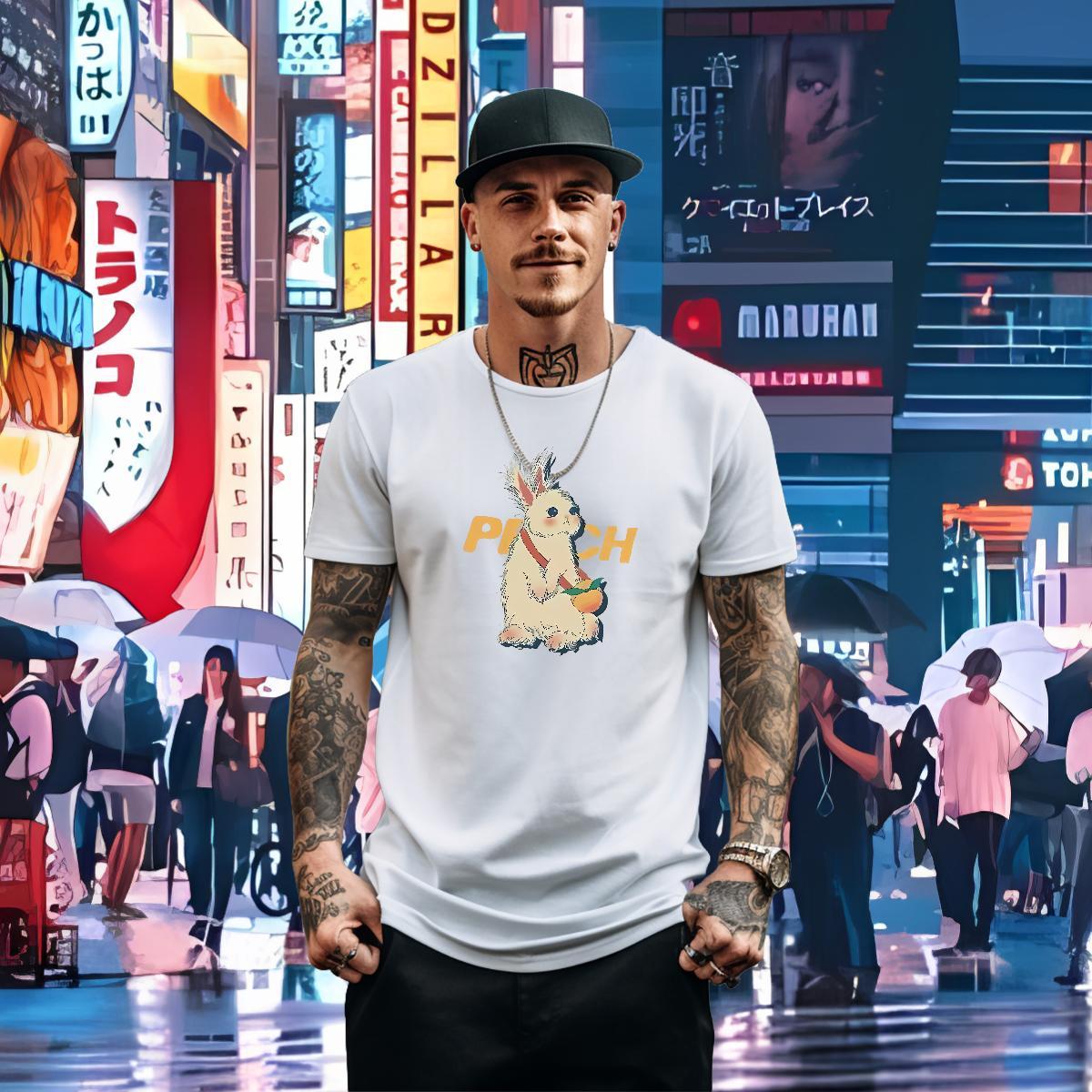 Fashion Design Mens T Shirts 230g 100% Cotton rabbit Casual Beach Tops Tees Pure Cotton Cool Design Men Tshirts Cartoon Printing L-4XL