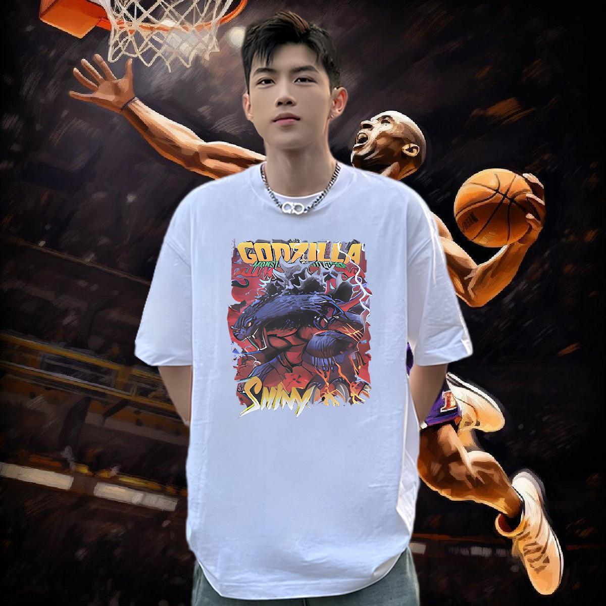 DIY Customized Men T Shirts 230g Pure Cotton leopard Hip Hop Street Tops Shirt Breathable Crew Neck High Quality Men Tshirts Custom Anime