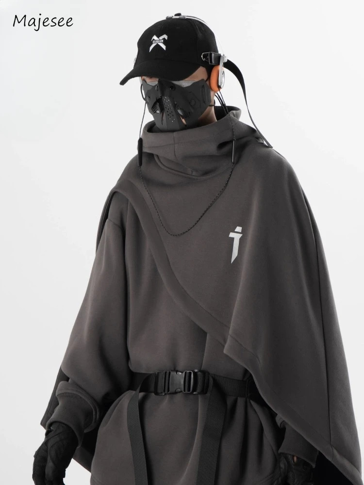 Gothic Hoodies Men Unisex Chic Loose Spring Fashion Handsome Functional Harajuku High Street Hop Couples Clothing Autumn BF 240806