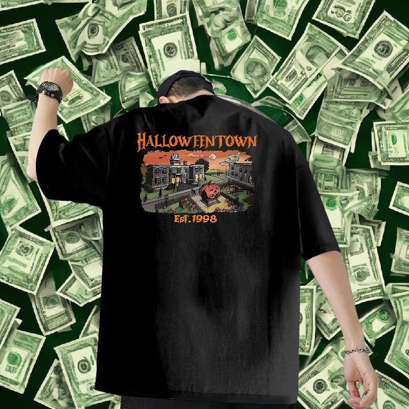 Designer T Shirts Men 100% Cotton 230g pumpkin Street Casual Tops Shirt Breathable Short Sleeve Popular Men Tees Anime Print