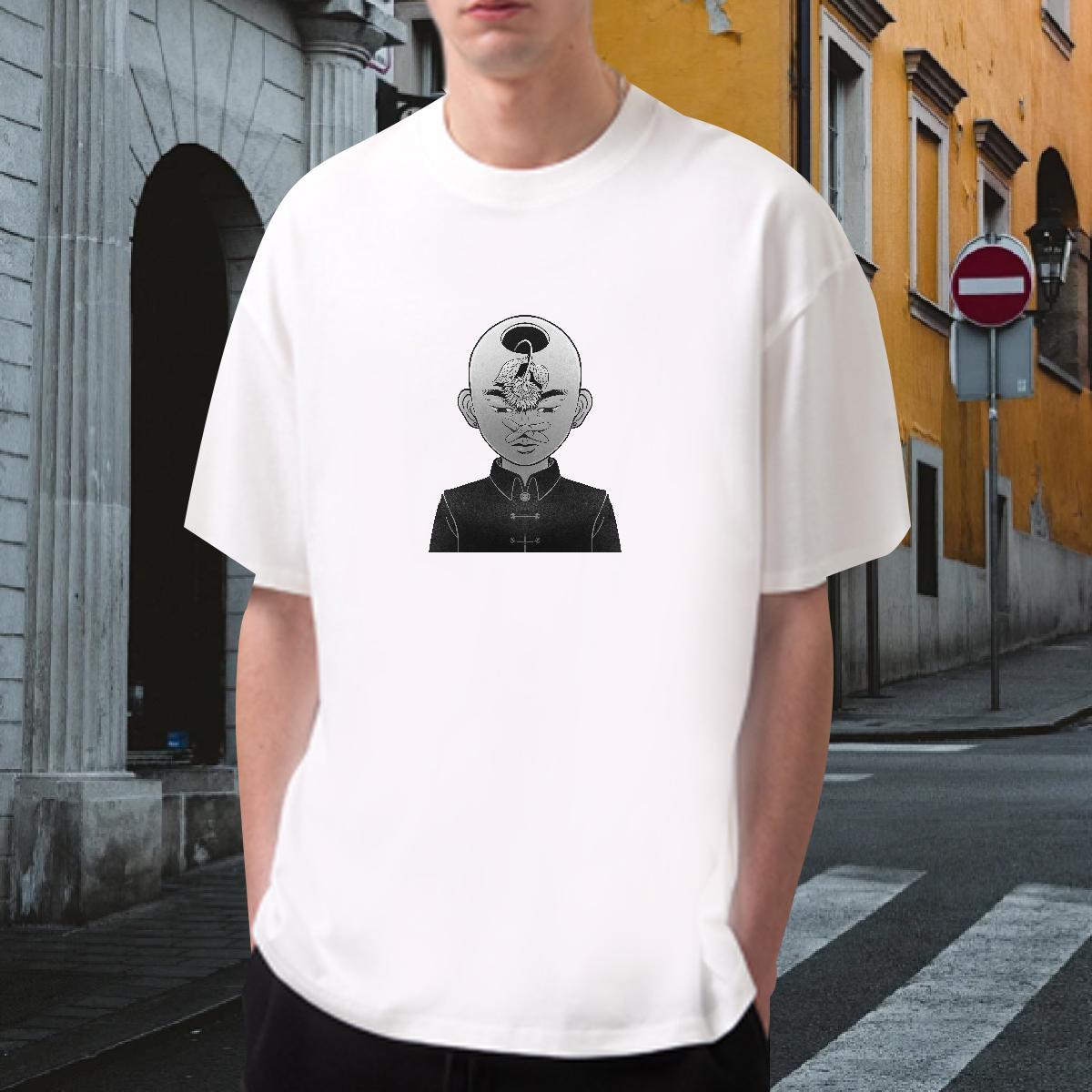 Men T Shirts 100% Cotton 230g portrait Beach Breathable Short Sleeve Oversized 3XL 4XL Couples T Shirts Fashion Casual Soft Top Tees