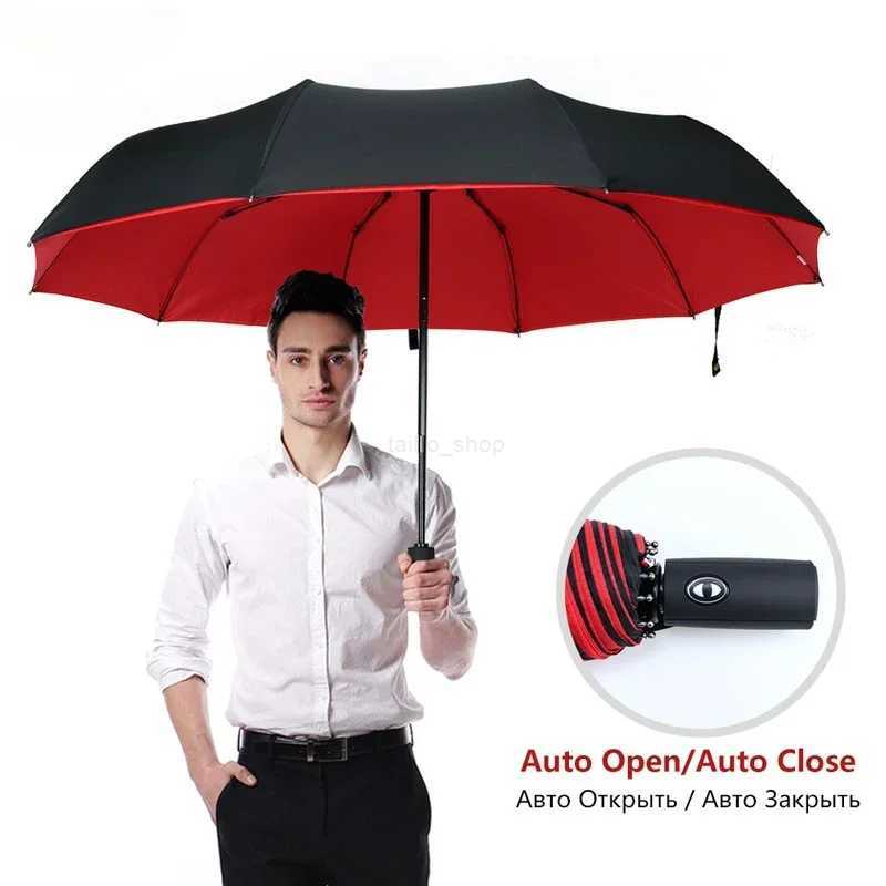 Windproof Double Layer Resistant Umbrella Fully Automatic Rain Men Women 10K Strong Luxury Business Male Large Umbrellas ParasolXJ24