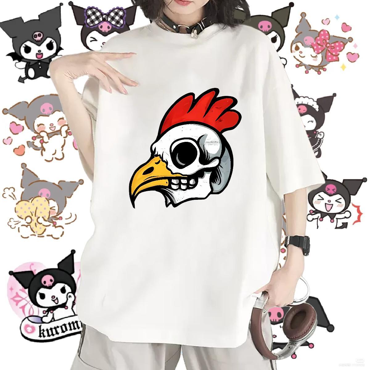 Loose Womens T Shirts Breathable Short Sleeve Woman Tshirt Black Oversized chicken Casual 230g Cotton Designer Wear