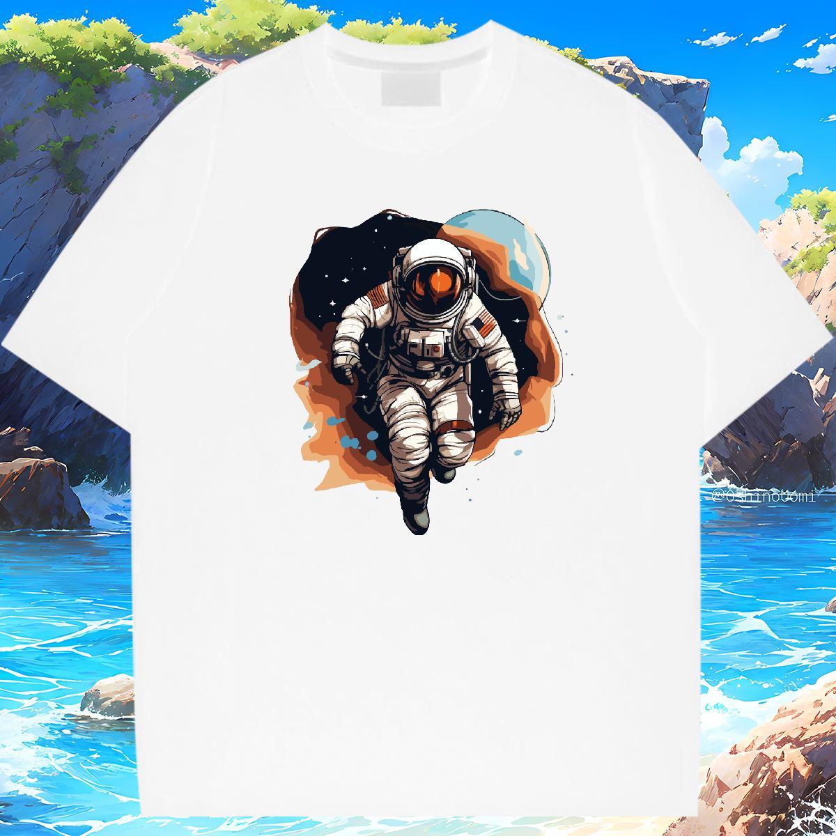 T-Shirts for Men 100% Cotton 230g universe Daily Outfit Breathable Crew Neck Customized Men Tops Tees New Unisex Top Tees