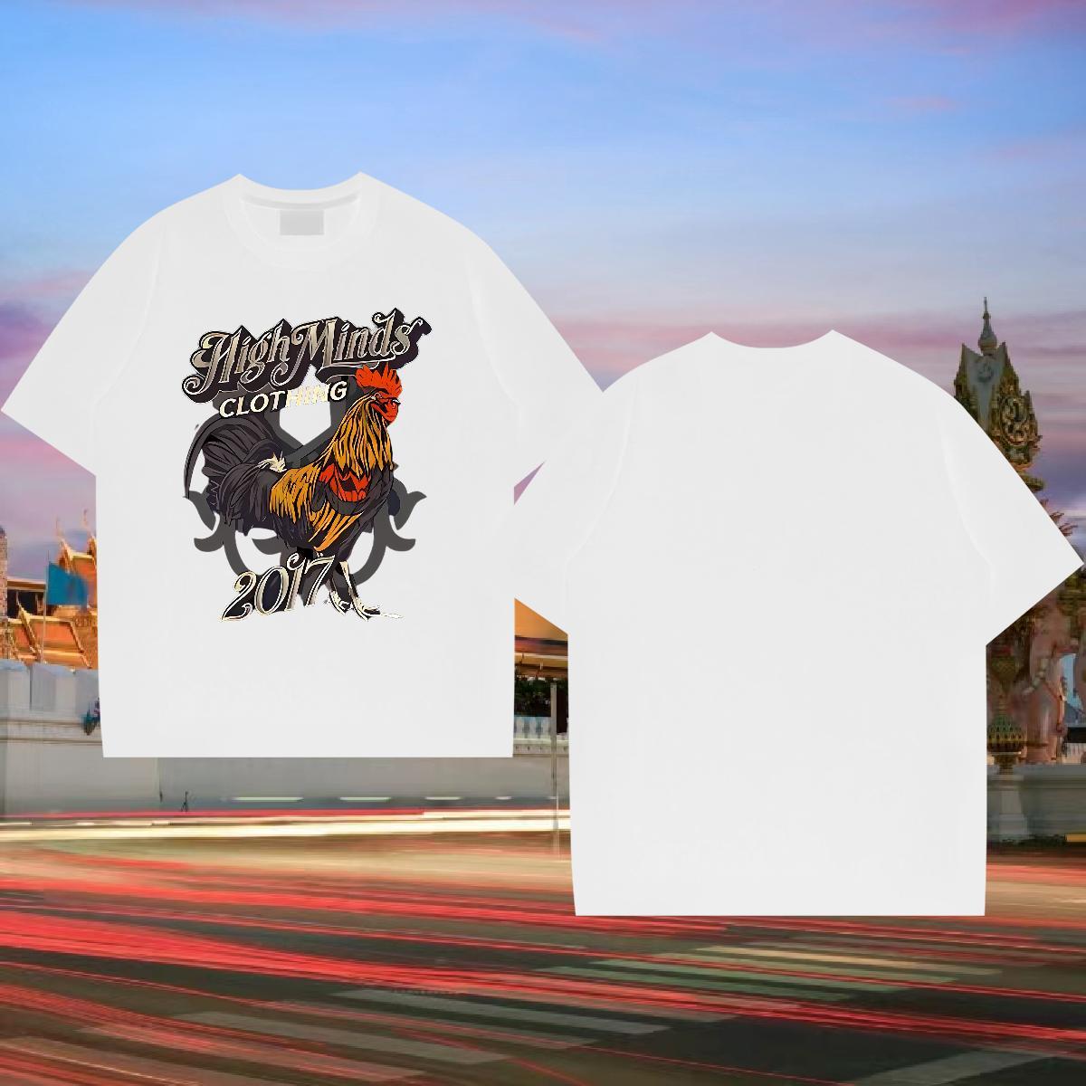 New Designer T-Shirts for Men 230g Cotton chicken Sport Clothings Round Neck Short Sleeve Loose Tshirts Custom Print Plus Size