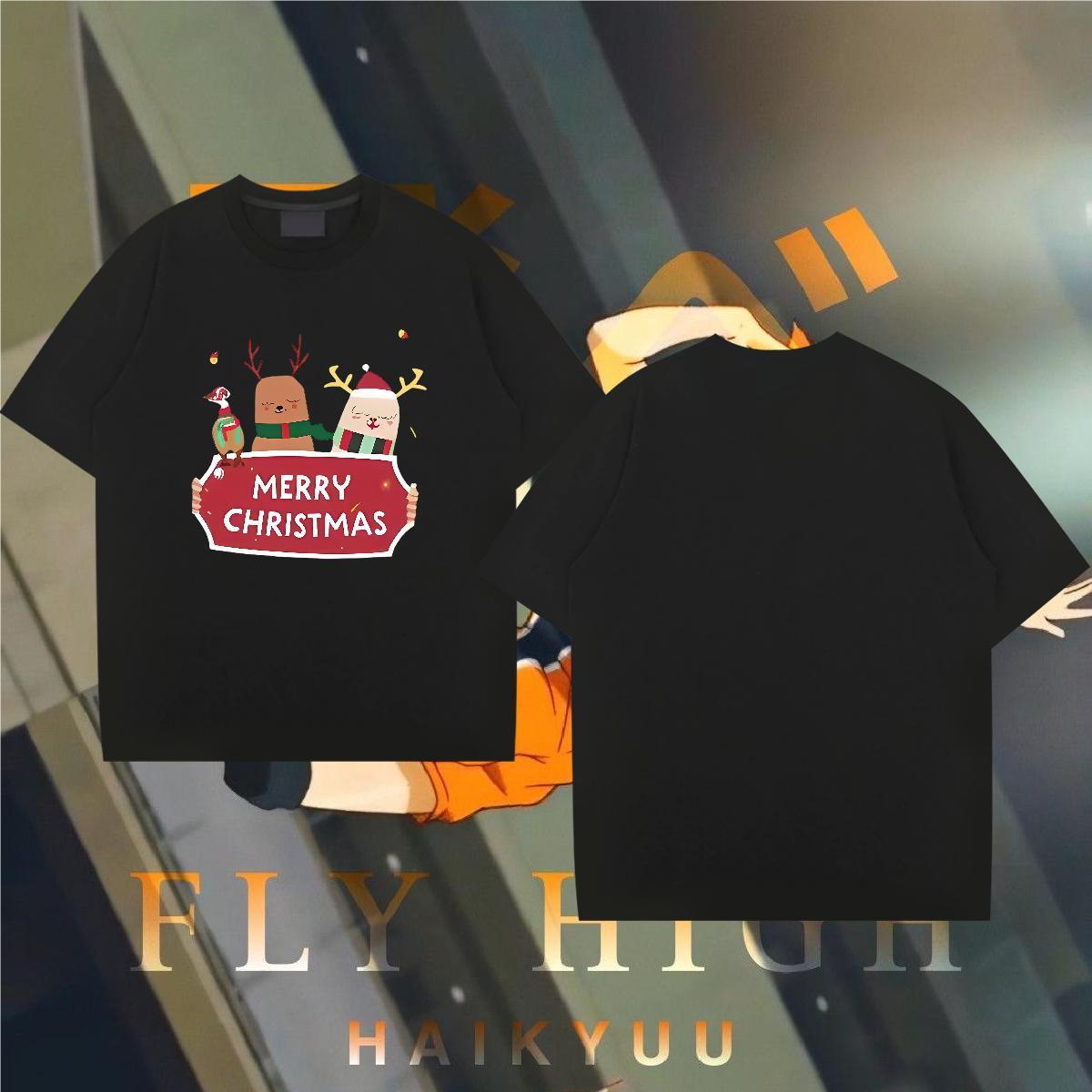 T Shirts Men 230g Cotton Christmas Casual Breathable Crew Neck Custom Big Size Men Tees Fashion Casual Popular Tops Tees