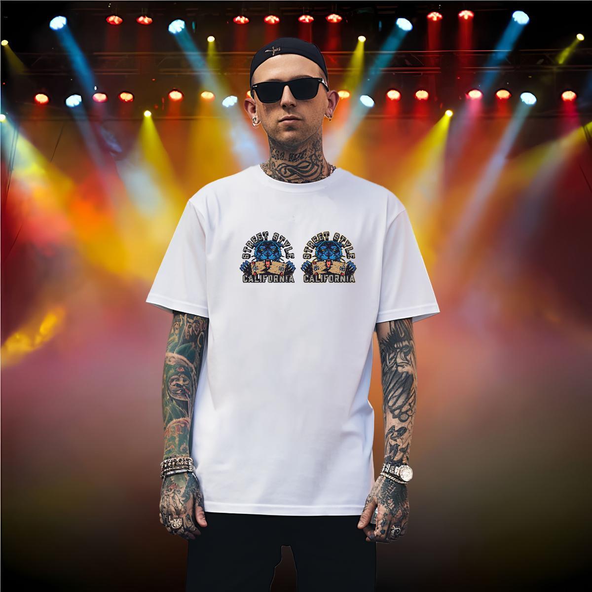 Mens T Shirts 230g 100% Cotton leopard Daily Outfit Crew Neck Custom Print Oversized Men Tees Casual New Popular Tops Tees