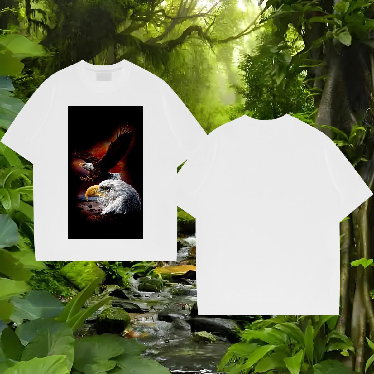 DIY Customized T Shirts Men 100% Cotton 230g eagle Sport Tees O Neck Short Sleeves Brand Tshirt for Man Woman Black Oversized