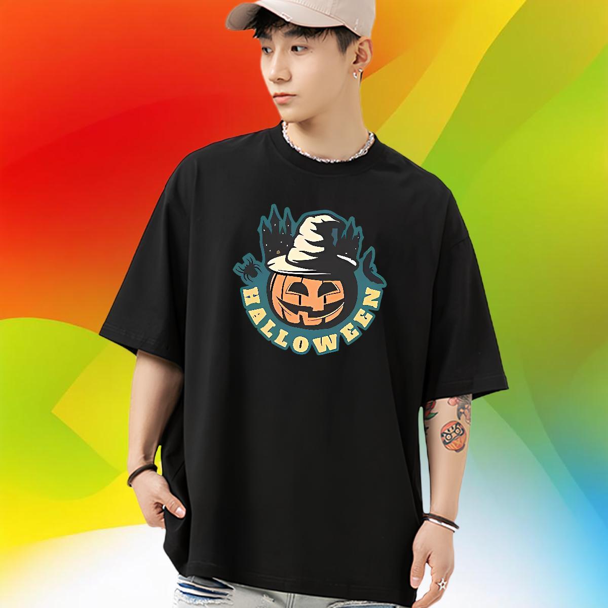 DIY Customized T-Shirts 100% Cotton 230g halloween Sports Casual Wear Breathable Loose Mens Tshirts Black White