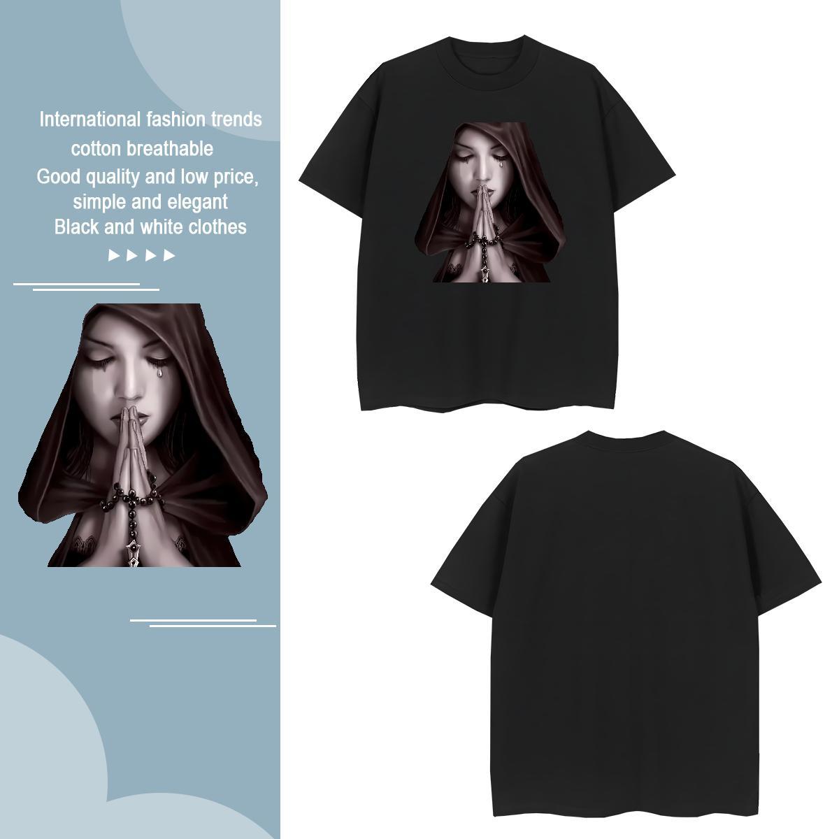 T-Shirts for Men 230g 100% Cotton nun Street wear Hip Hop Breathable Short Sleeve Cartoon Print Tshirt for Man Woman Stylist Loose Tees