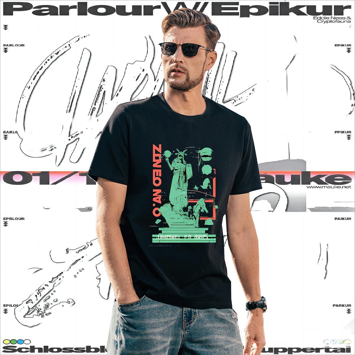 Brand Men Tops Tees 230g Pure Cotton the Statue of Liberty T-Shirts Street Wear Short Sleeve Soft Plus Size Cartoon Custom Polos