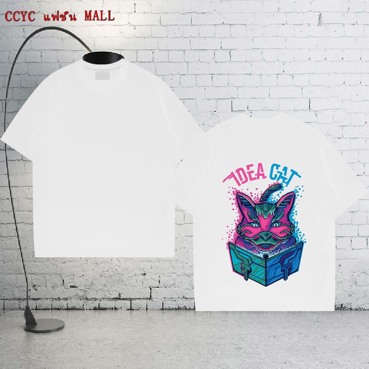 Wholesale Men T Shirts 230g Cotton cat Street Casual Tshirts Pure Cotton Popular Tshirt for Man Woman Cartoon Print