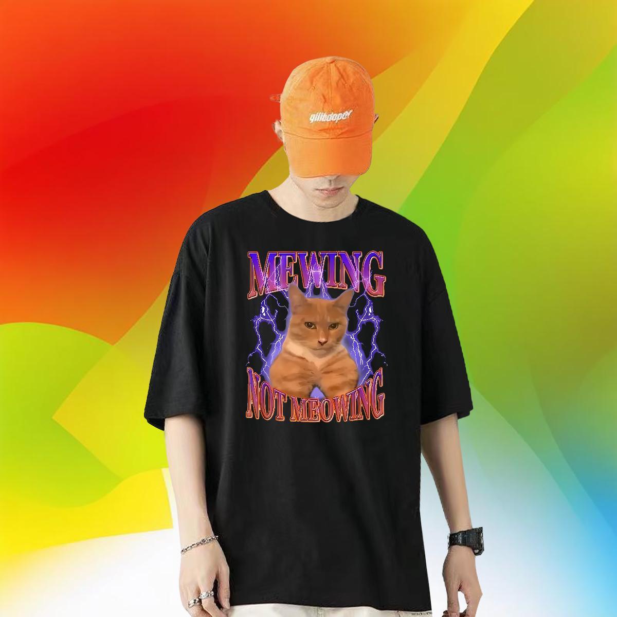 2024 New T Shirts Men 230g Pure Cotton cat Summer Casual Top Tees Breathable Soft Popular Tshirts Custom Printing