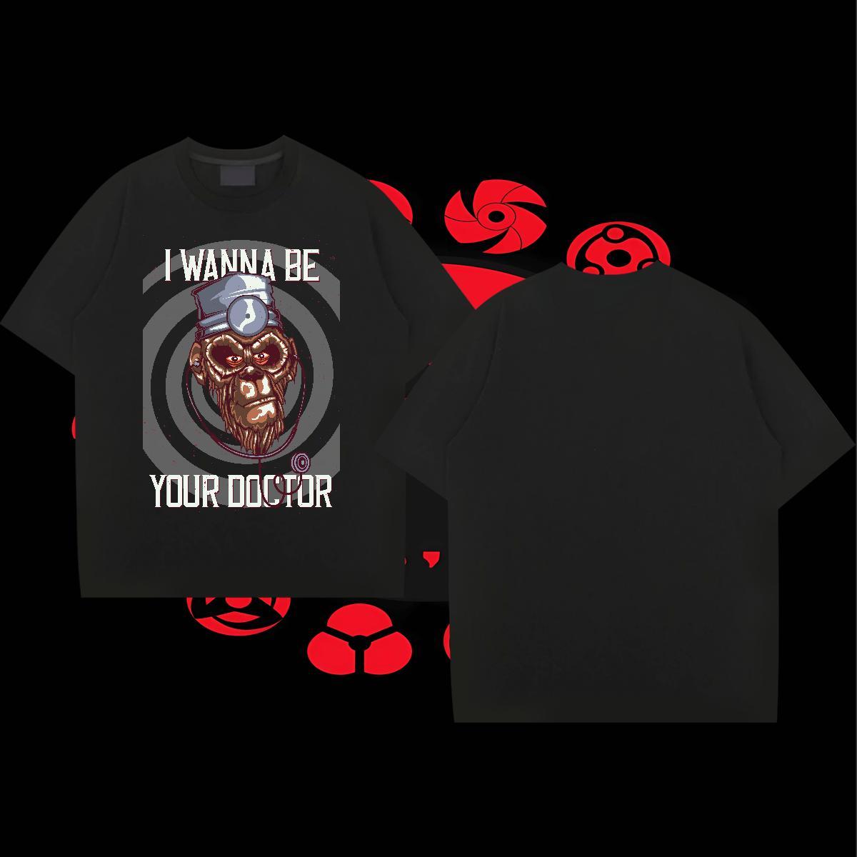 Brand Couples T Shirts 230g Cotton Street wear Hip Hop chimpanzee DIY Breathable Crew Neck Casual New Men T Shirts Tops