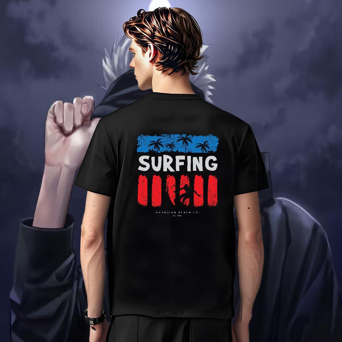 Fashion Casual T shirt 100% Cotton 230g tree High Street Hip Hop Wear Round Neck Short Sleeve Brand Men Tops Tees Plus Size Cartoon