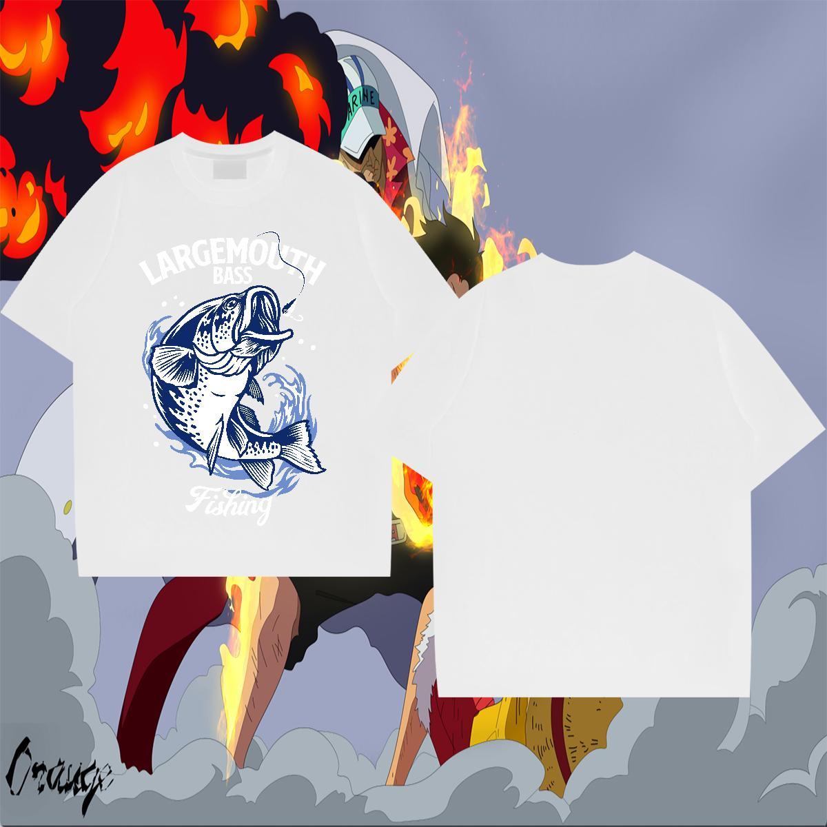 Free Shipping Men Clothes T-Shirt 230g Cotton Beach fish Oversized 4XL Crew Neck Classic Casual T shirt Tops Shirt