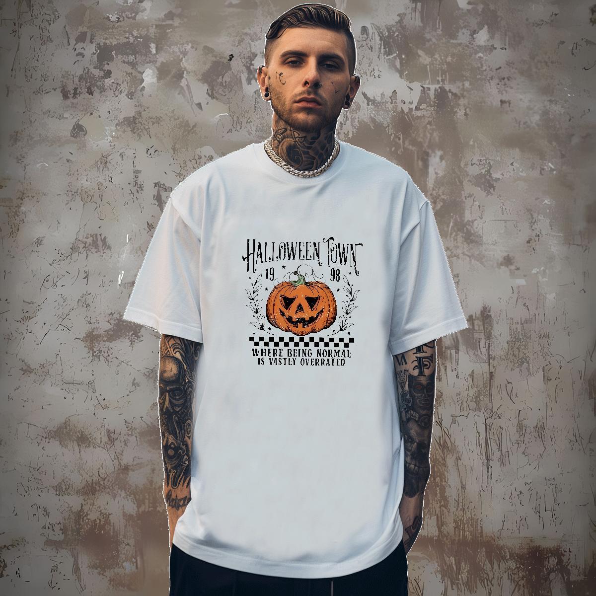 T Shirt For Man 230g Pure Cotton pumpkin Sport Breathable Short Sleeve Anime Tshirt for Man Woman 2024 Cool Clothes