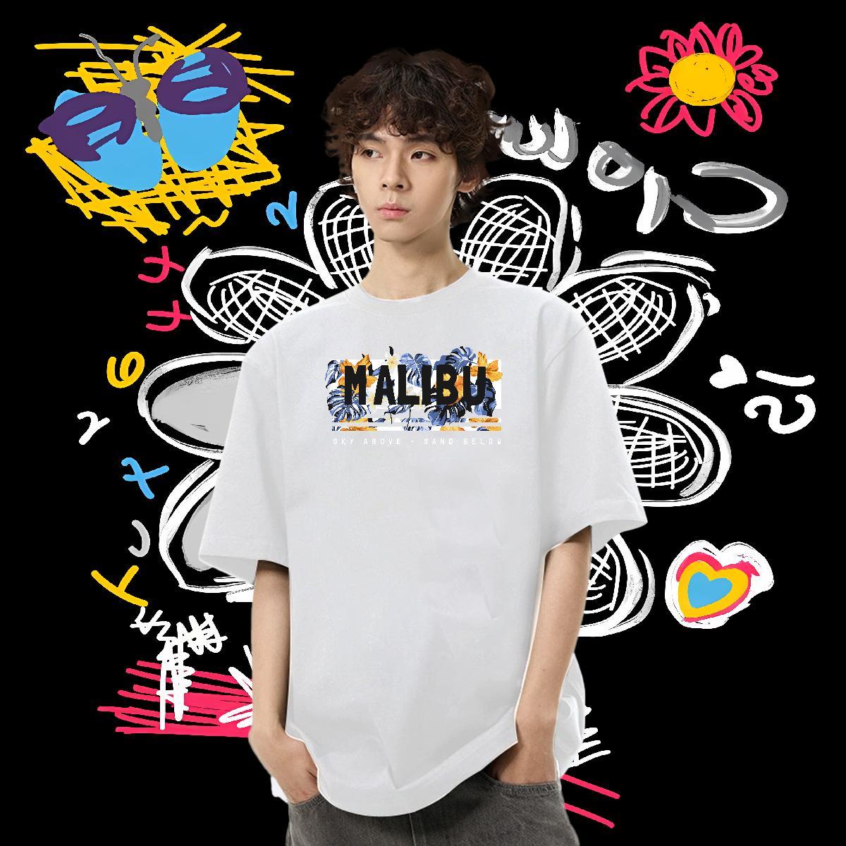 Factory Direct Mens T Shirts 230g Pure Cotton flower Casual Daily Wear Tees Shirts Short Sleeve Soft Unisex Tshirt for Man Woman Graphic