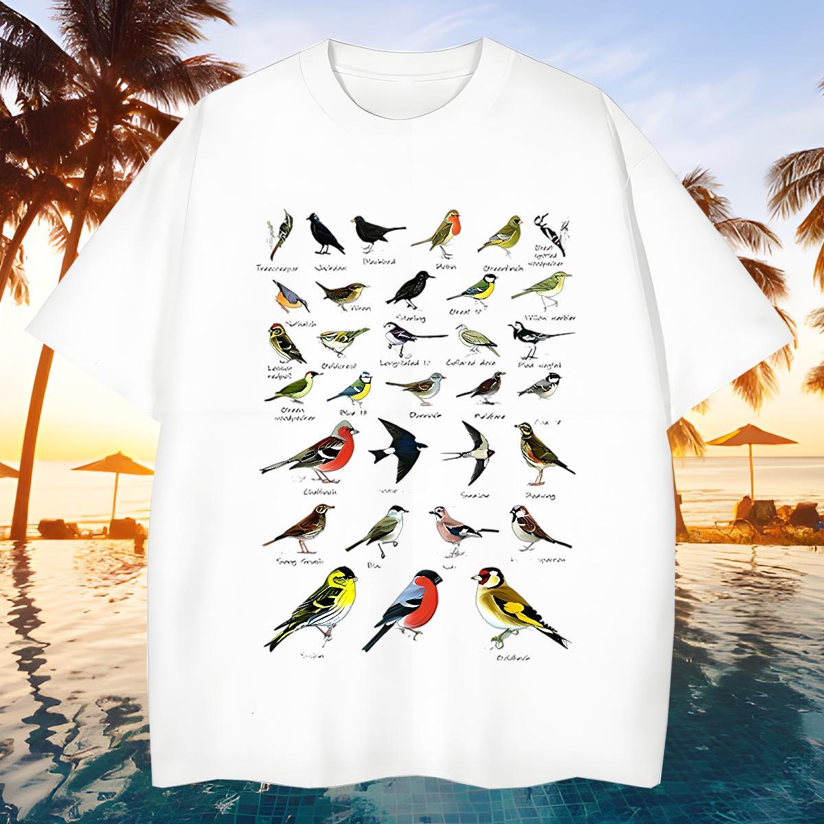 Brand Men Tshirts 100% Cotton 230g bird T-Shirts for Men Daily Wear Crew Neck Breathable Oversized 3XL 4XL 2024 Summer Tops
