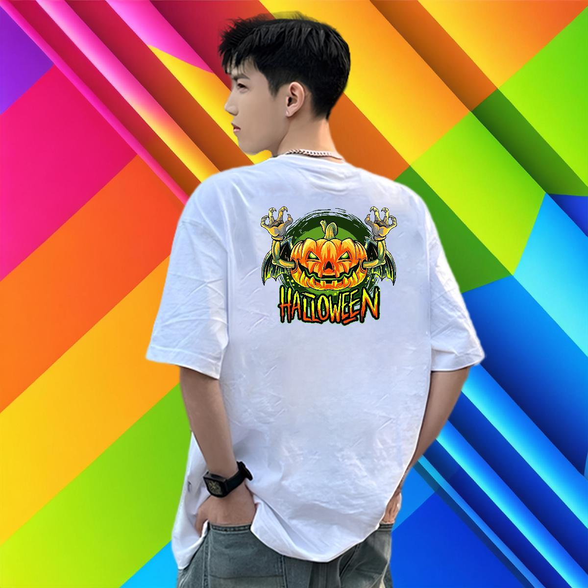 Fashion Casual Men T Shirts 230g 100% Cotton pumpkin Street Casual Tshirts Breathable Short Sleeve Loose Fit Mens Tshirts Plus Size Custom