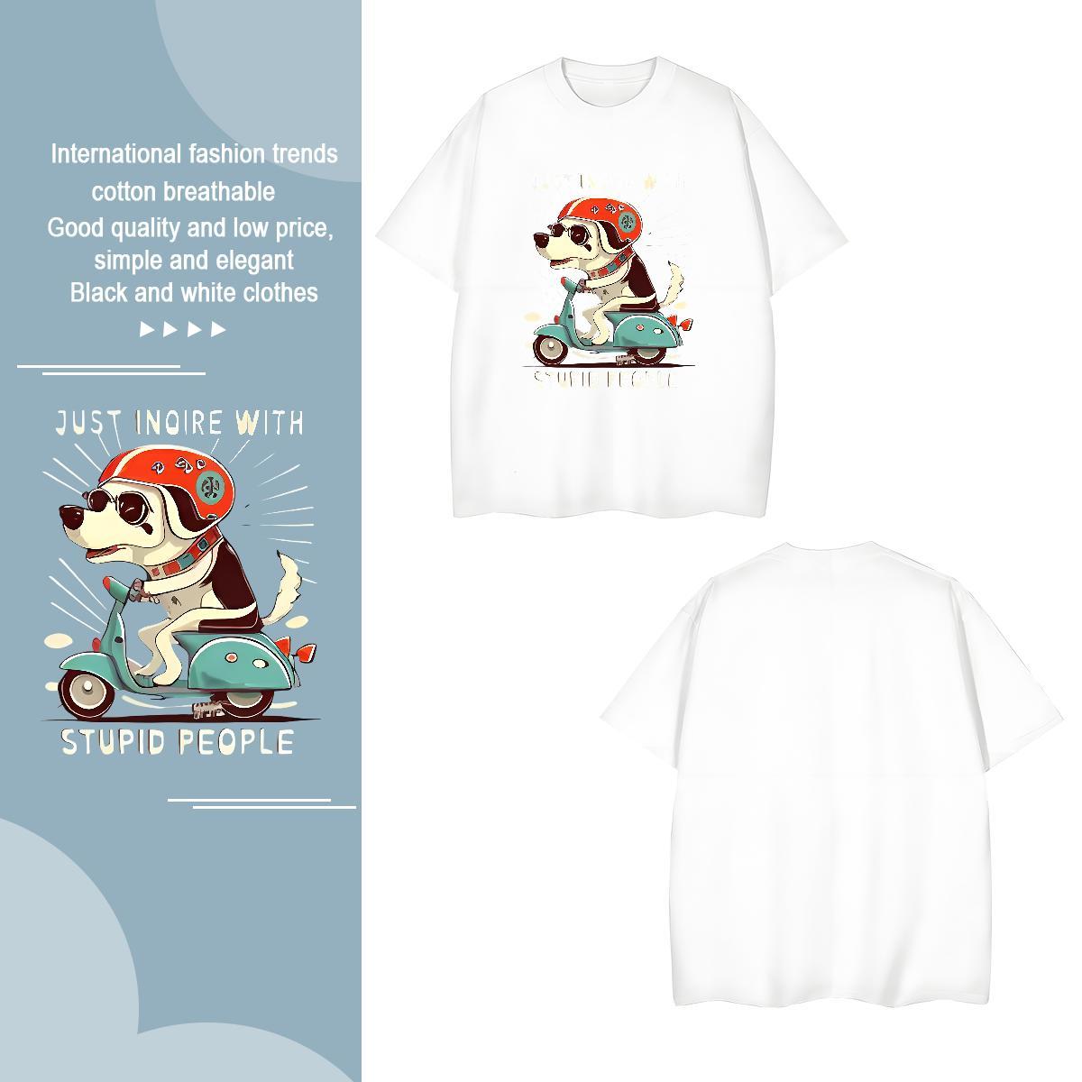 T-Shirts for Men 230g Cotton dog Hip Hop Street Round Neck Short Sleeve Custom Print Oversized Couples T Shirts New Designer Wholesale Polos