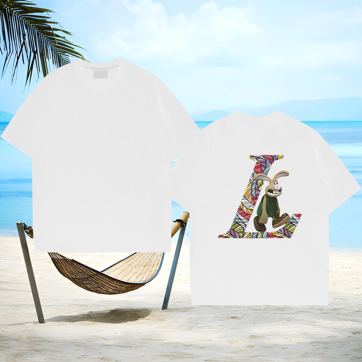 High Quality Couples T Shirts 230g Pure Cotton rabbit T-Shirts for Men Street Wear Breathable Short Sleeve Custom Printing Fashion New Tee Shirt