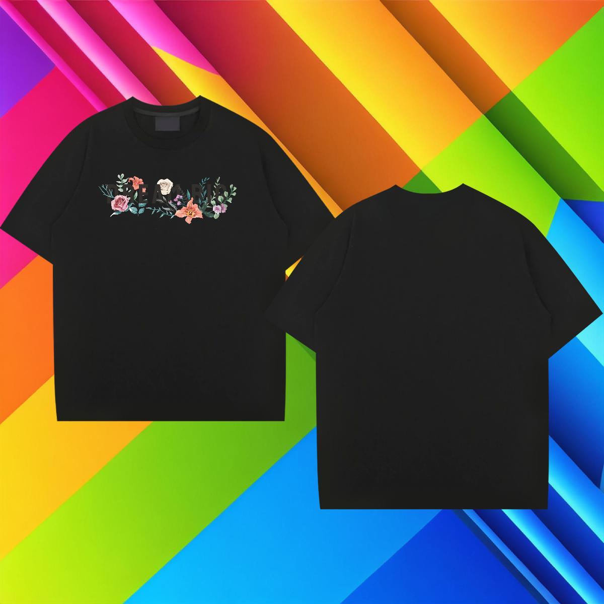Fashion T shirt 230g Pure Cotton flower Hip Hop Wear O Neck Short Sleeves Cool Design Men Tees Custom Printing