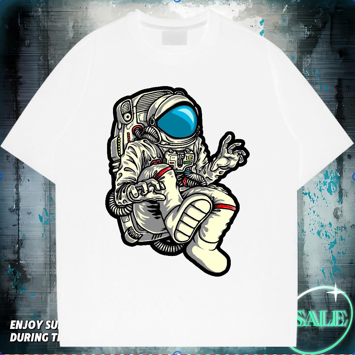 T Shirts Men 230g Cotton cosmonaut High Street Hip Hop Breathable Crew Neck DIY Printed Tshirt for Man Woman Fashion Casual High Quality Tops