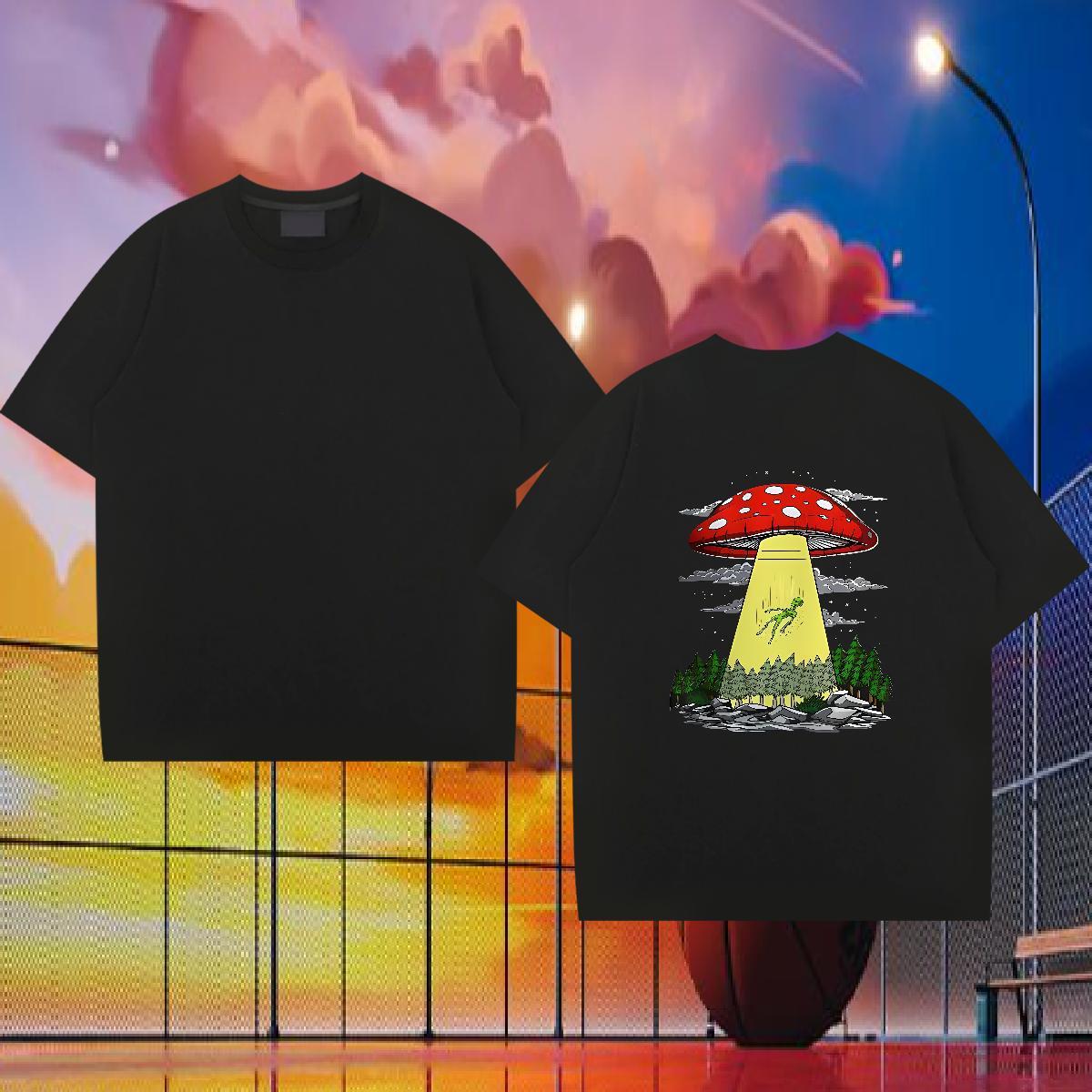 New Arrival T Shirts Men 230g Cotton mushroom Summer Casual Tshirts Breathable Cool Mens Tshirts Asian Size