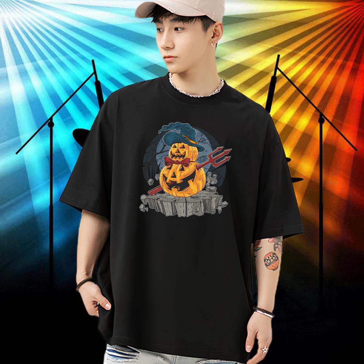 New Designer Mens T Shirts 100% Cotton 230g pumpkin Home Outdoor Tops Breathable Crew Neck Soft Mens Tshirts Custom Cartoon