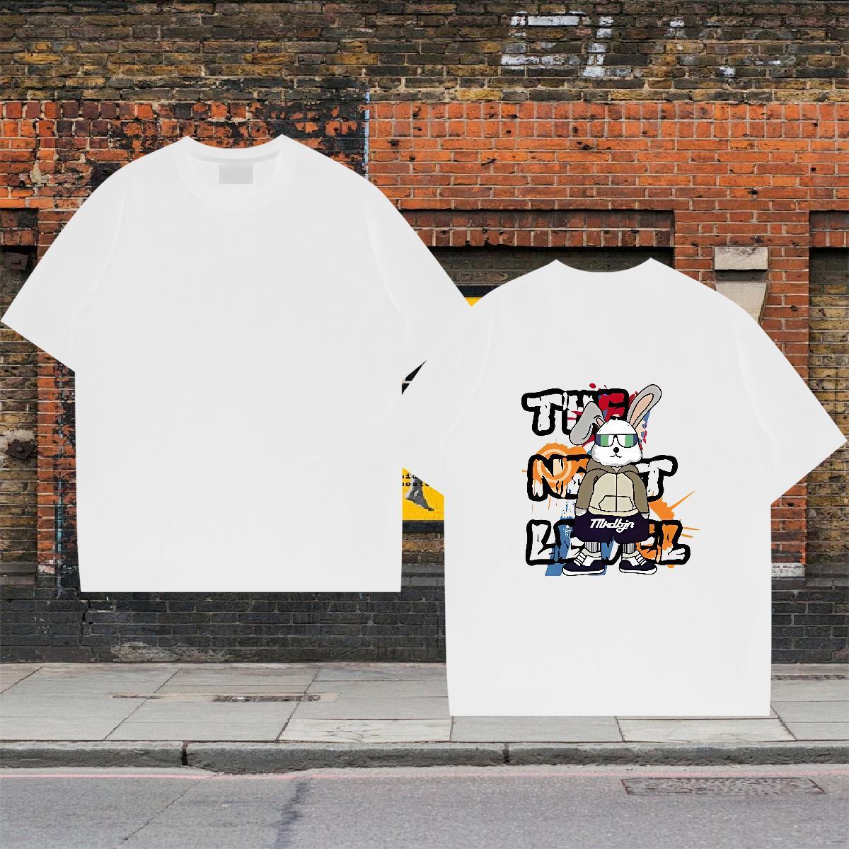 New Designer T shirt 230g 100% Cotton rabbit Street wear Hip Hop Tops Short Sleeve O-Neck Cool Men Clothes T-Shirt Custom Cartoon