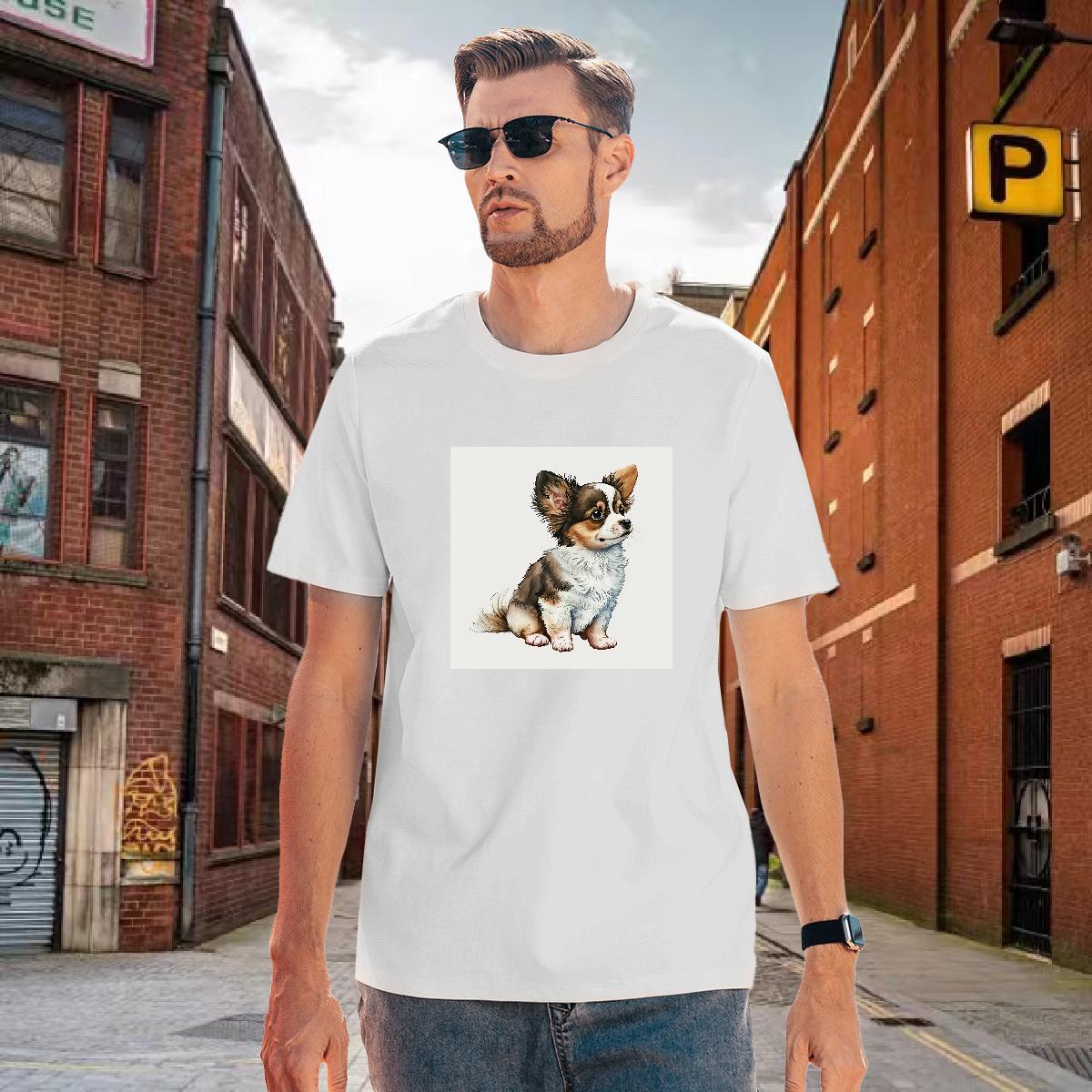 Loose Tshirt for Man Woman 230g Cotton Dog T-Shirts for Men Hip Hop Breathable Crew Neck Customized Print DIY Tees