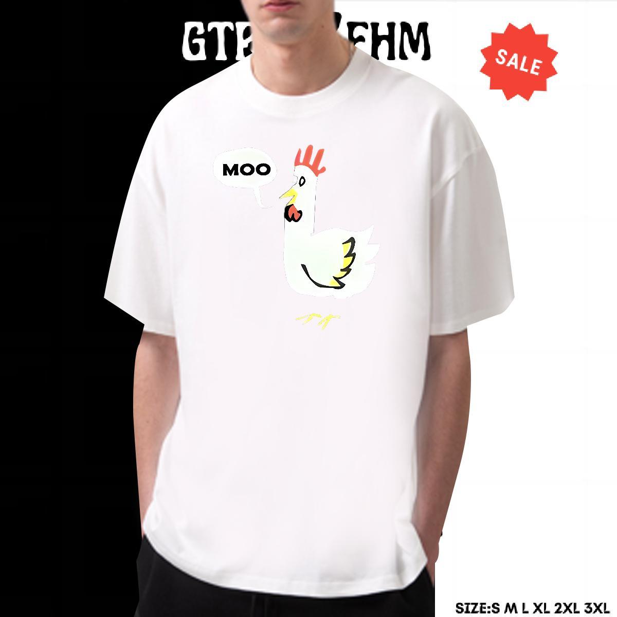 Comfortable Couples T Shirts 230g 100% Cotton Sports Casual chicken Anime Print Breathable Short Sleeve 2024 DIY T-Shirts for Men Tshirts