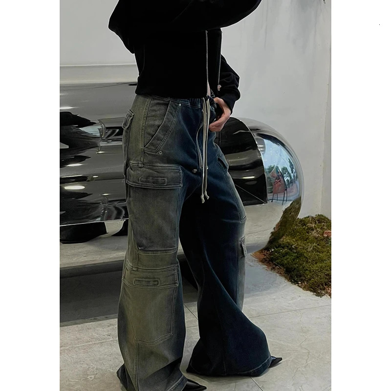 Womens Y2k Oversize Cargo Jeans Baggy Harajuku Denim Trousers Aesthetic Vintage Jean Pants Japanese 2000s Style Trashy Clothes 240806