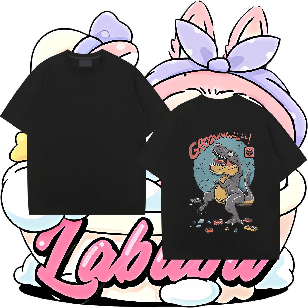 Designer T-Shirts 230g Cotton dinosaur Home Outdoor Tees Shirts Round Neck Short Sleeve High Quality Tshirts Oversized 3XL 4XL