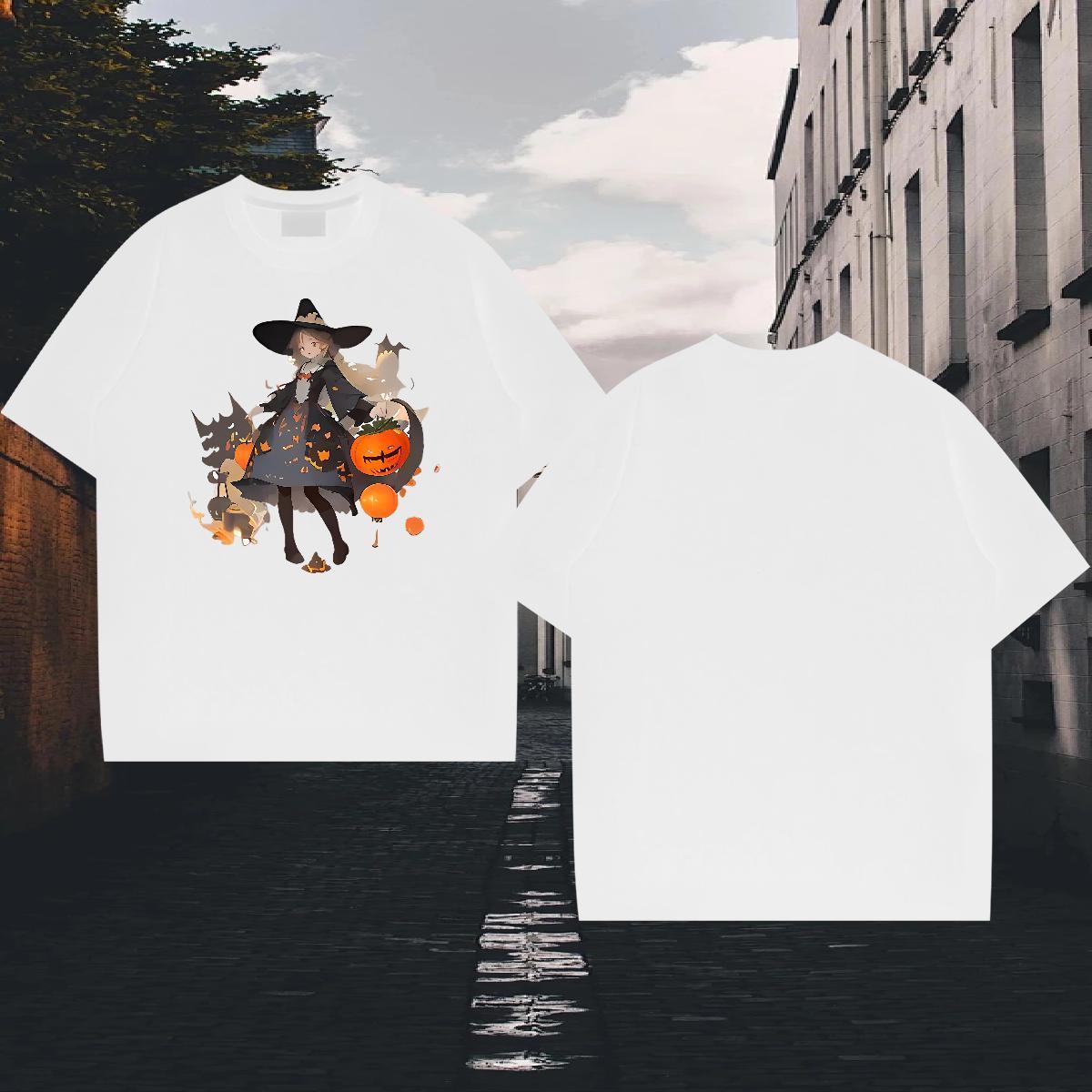 Fashion New T-Shirts for Men 230g Cotton halloween Summer Casual Tees Breathable Short Sleeve Unisex Men Tees Graphic