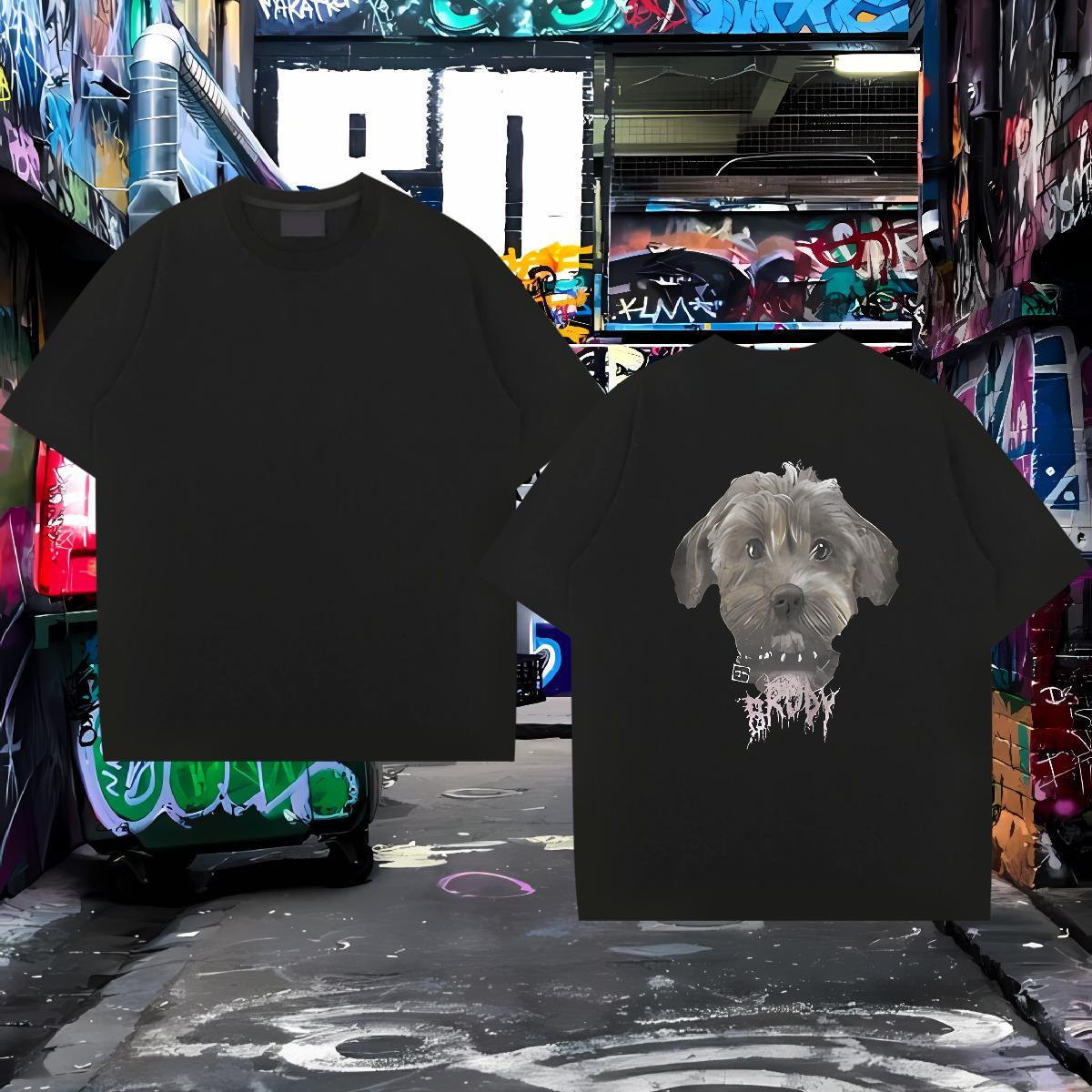 New Arrival T shirt 230g Pure Cotton dog Casual Beach Tees Shirts Breathable Crew Neck Loose Fit Men Tshirts Custom Big Size