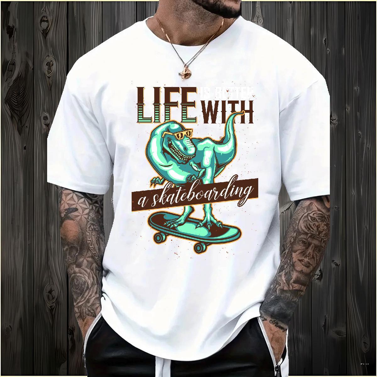 Fashion Design Men T Shirts 230g Cotton dinosaur Sports Casual Wear Breathable Short Sleeve Cool Mens Tshirts Custom Anime