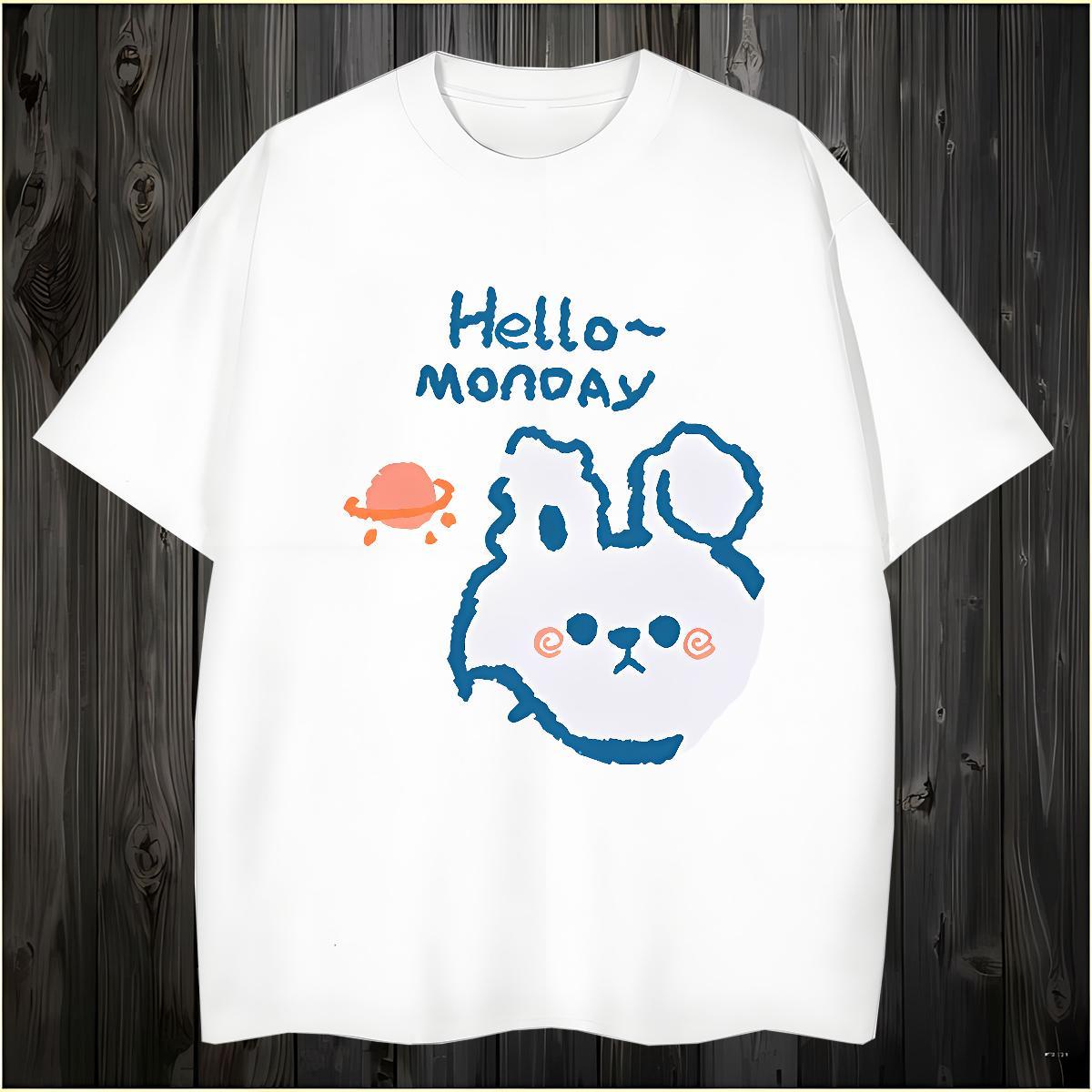 Classic Men T Shirts 230g 100% Cotton rabbit Street Wear Top Tees Breathable Crew Neck High Quality Men Tees Custom Print Oversized