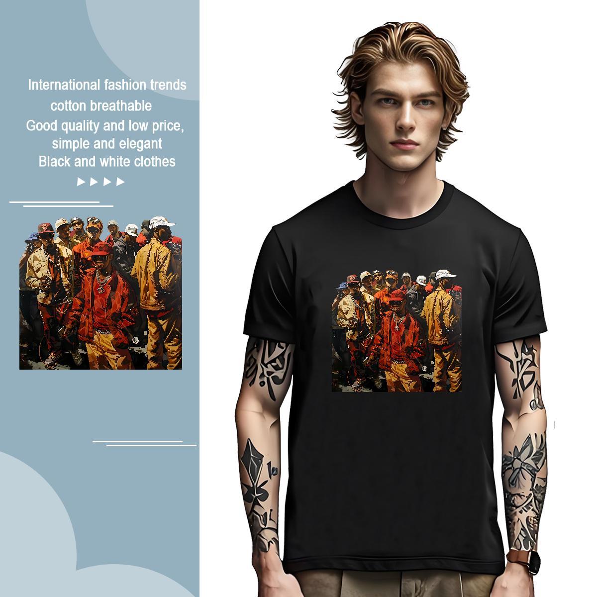 Mens T Shirts 100% Cotton 230g character Sports Casual Round Neck Short Sleeve Custom Printing Tshirt for Man Woman Stylist Loose Fit Wear