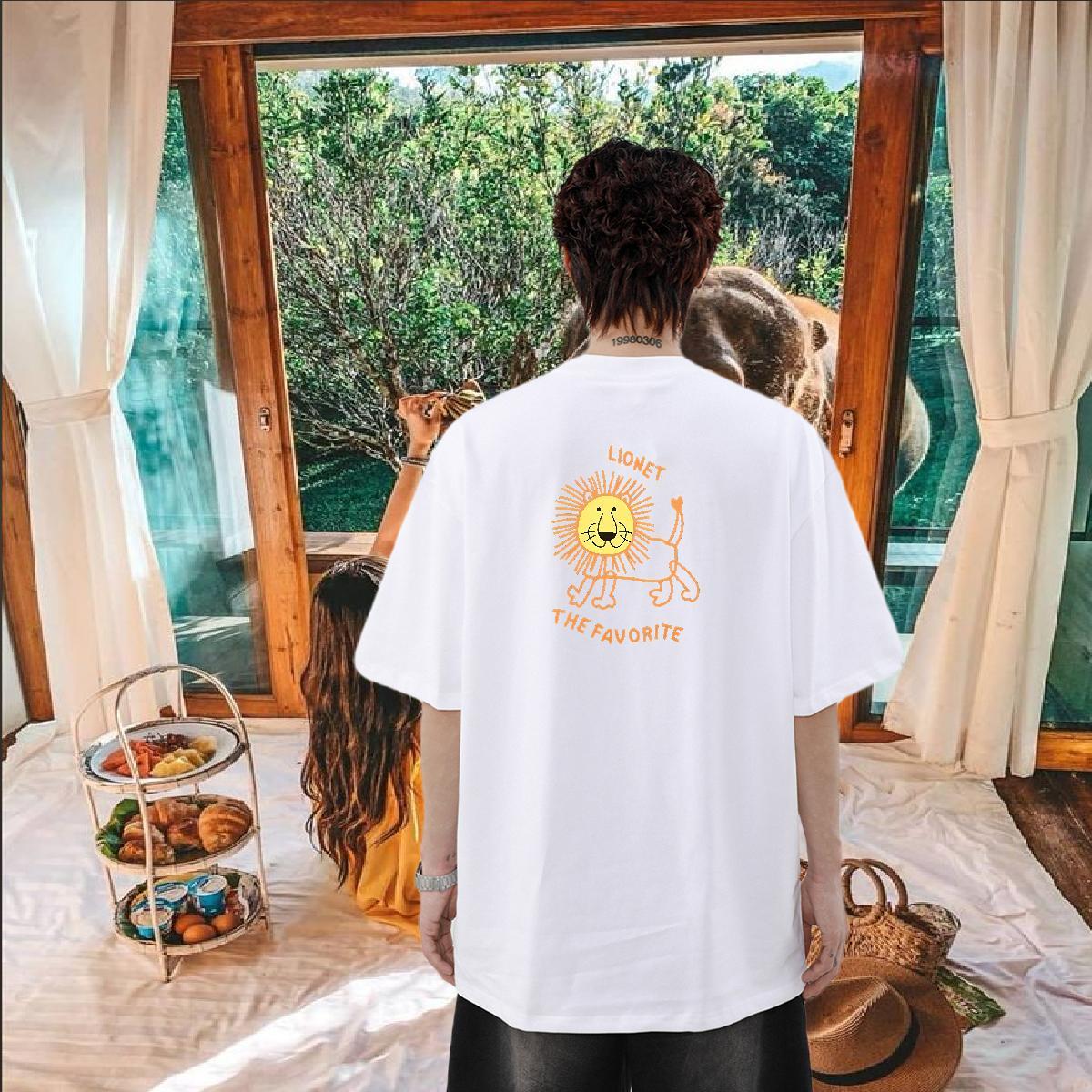 2024 Designer Men T Shirts 100% Cotton 230g lion Hip Hop Tops Tees Crew Neck Breathable Classic Men Tops Tees Custom Printing